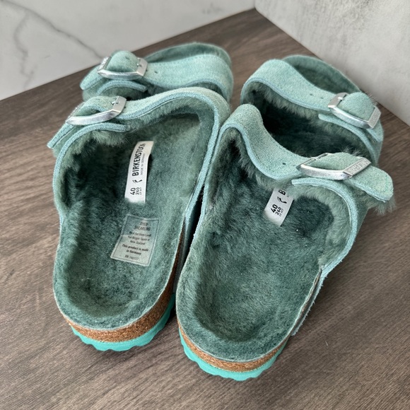 BIRKENSTOCK Arizona Shearling Beryl Teal Blue Size 40 - Picture 6 of 6